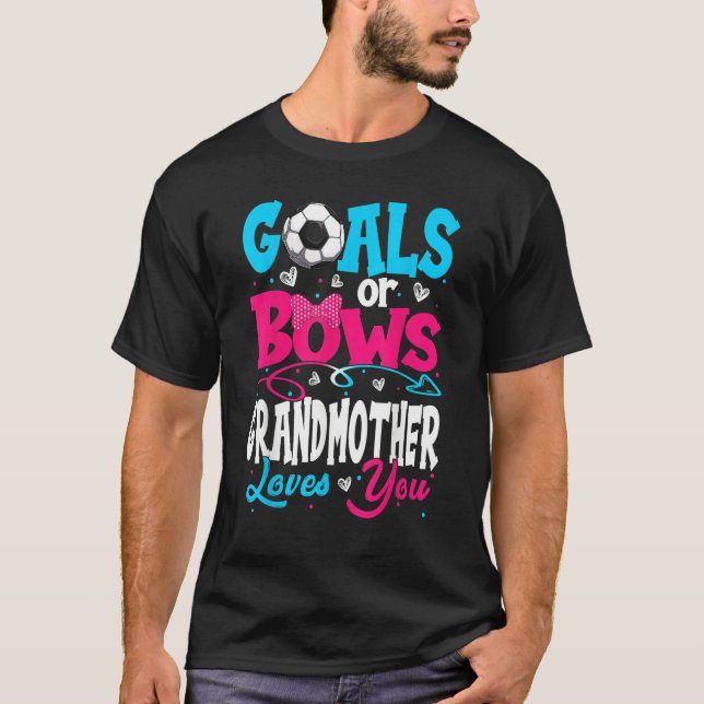 Camiseta Goals Or Bow Keeper Of Gender Grandmother Loves Yo (Frente)