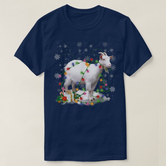 Camiseta Goat ChristmasXmas Light Pajama for Goat Lover (Frente do Design)