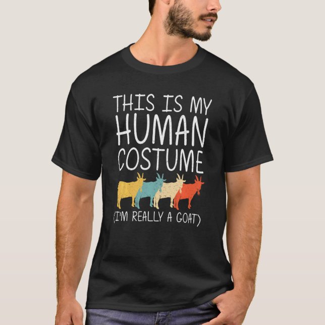 Camiseta Goat Halloween Fácil Figurino Humano Ovino Criança (Frente)