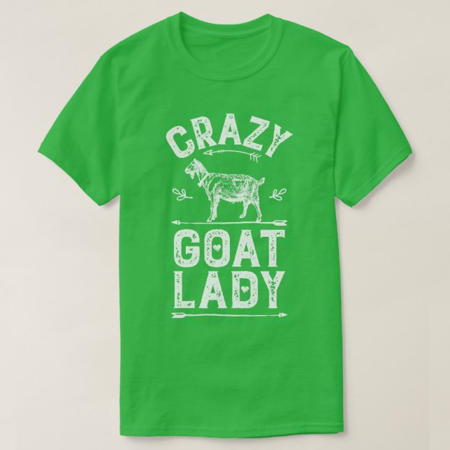 Camiseta Goat Louco Lady Funny Goats Amava Fazenda Farmador (Frente do Design)