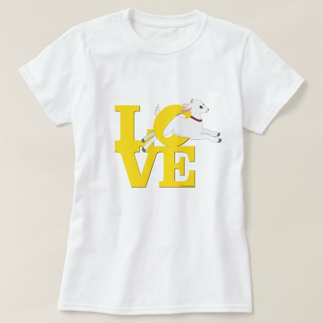 Camiseta GOAT LOVER | AMARELO Gato L O V E - Capim branco (Frente do Design)