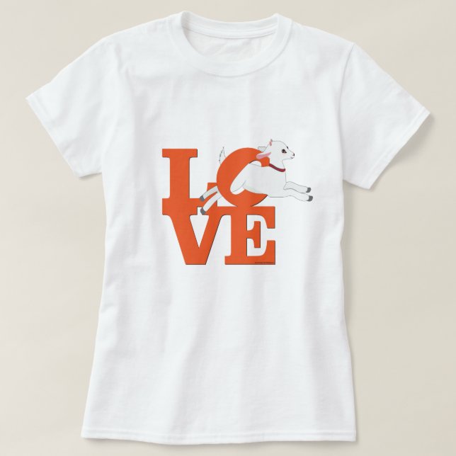 Camiseta GOAT LOVER | LARANJA L O V E — Caprinos brancos (Frente do Design)