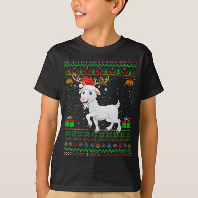 Camiseta Goat Lover Santa Hat Correspondendo ao Natal Feio (Frente)