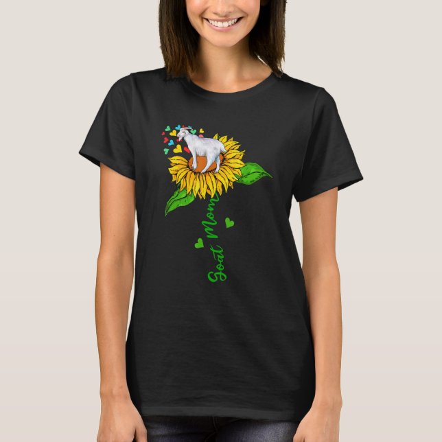 Camiseta Goat Mom Cute Farm Animals On Sunflower Farmer Mot (Frente)