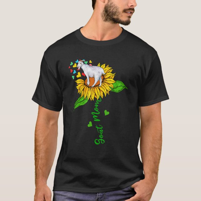Camiseta Goat Mom Cute Farm Animals On Sunflower Farmer Mot (Frente)