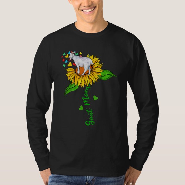 Camiseta Goat Mom Cute Farm Animals On Sunflower Farmer Mot (Frente)