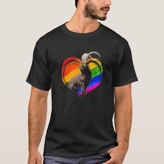 Camiseta Goat Rainbow Heart Animal  Gay Lesbian Pride Lgbt (Frente)