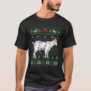 Camiseta Goat Santa Hat Luz Engraçado Farmador de Caprinos
