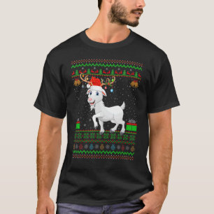 Camiseta Goat Santa Hat Matching Ugly Goat Christmas