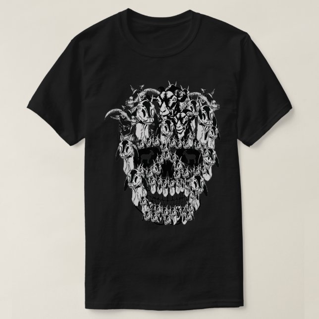 Camiseta Goat Sugar Skull Cat Lover Proprietário do Hallowe (Frente do Design)