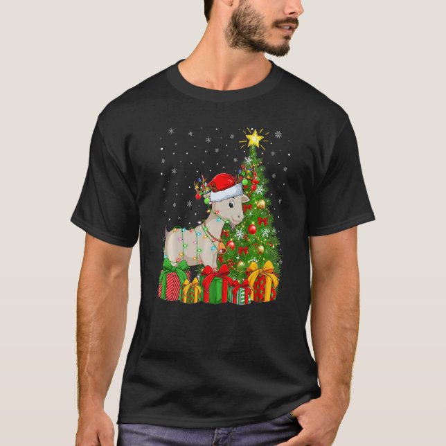 Camiseta Goat  Xmas Holiday Santa Goat Christmas Tree (Frente)