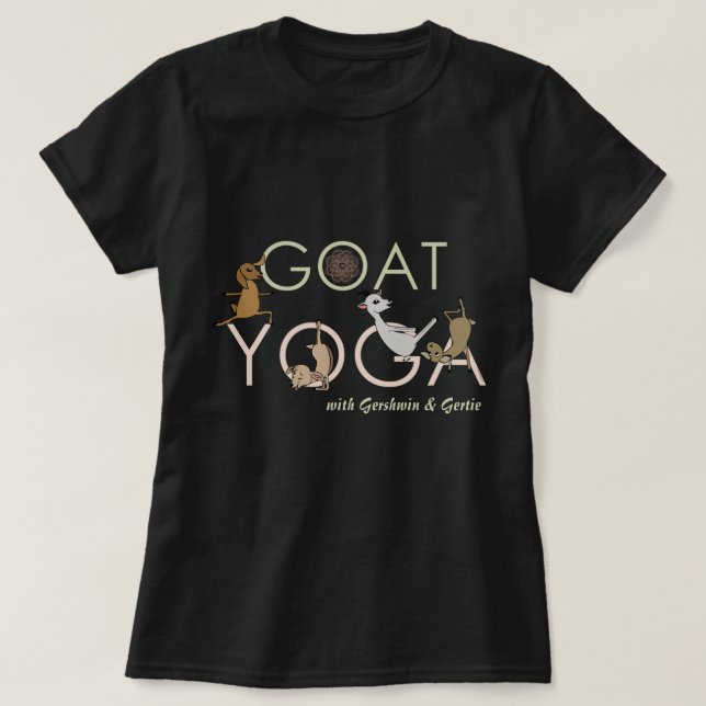 Camiseta GOAT YOGA | Caprinos Doing Yoga (Frente do Design)