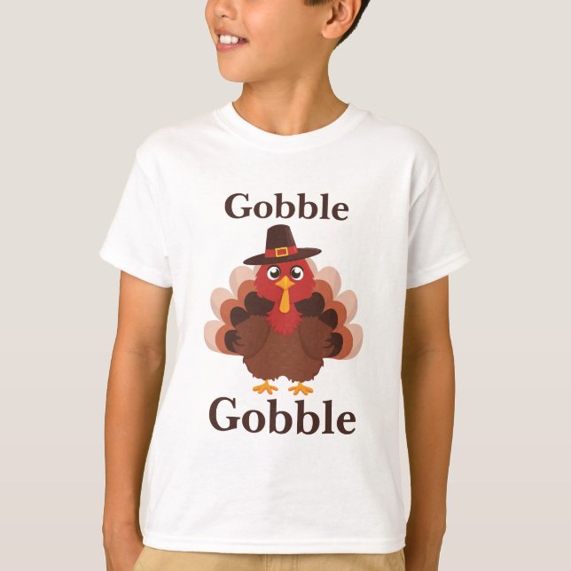 Camiseta Gobble Gobble - Boa Ação de Graças à Turquia (Frente)