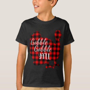Camiseta Gobble Gobble Bonito Yall Ya ll Red Xadrez Thanksg
