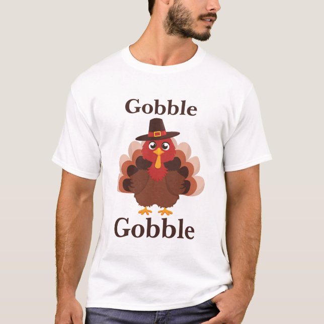 Camiseta Gobble Gobble Cute Turquia dá Obrigados (Frente)