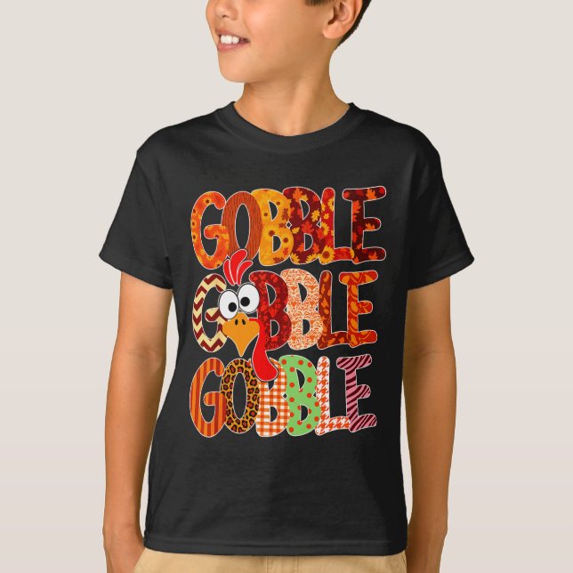 Camiseta Gobble Gobble Funny Turkey Thanksgiving Women Girl (Frente)