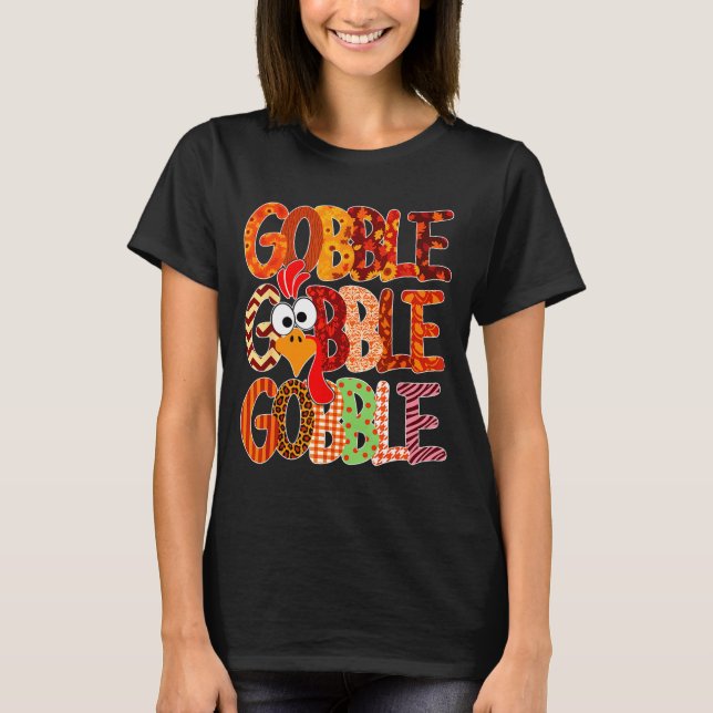 Camiseta Gobble Gobble Funny Turkey Thanksgiving Women Girl (Frente)