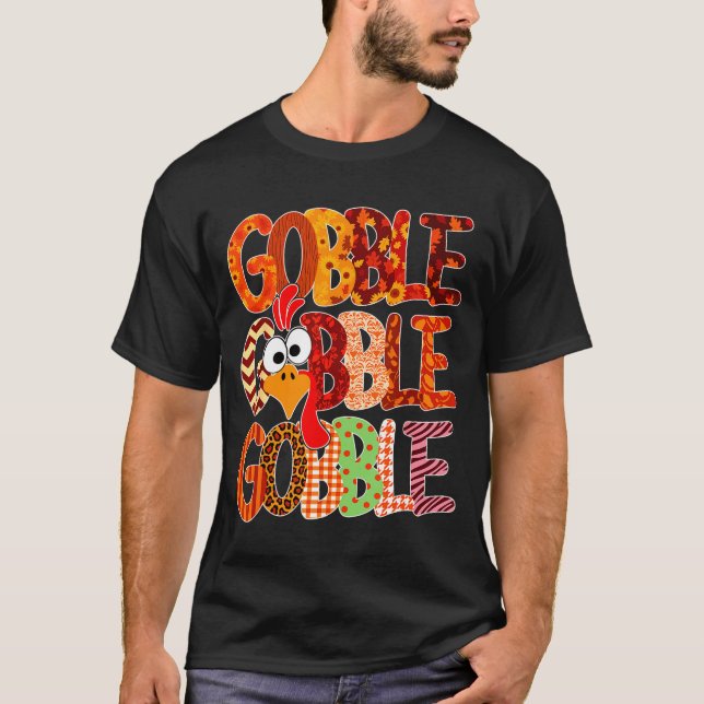 Camiseta Gobble Gobble Funny Turkey Thanksgiving Women Girl (Frente)