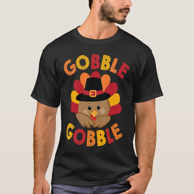 Camiseta Gobble Gobble Til You Wobble Funny Thanksgiving (Frente)
