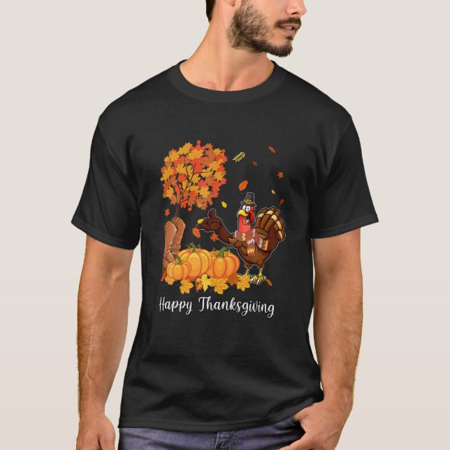 Camiseta Gobble Gobble Turquia outono Feliz Ação de Graças (Frente)