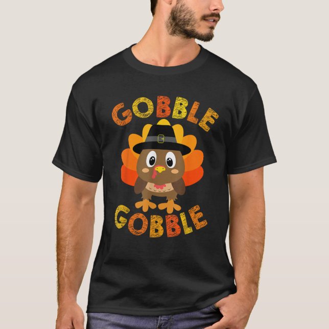 Camiseta Gobble Oferece Graças Mulheres Homens Garota (Frente)
