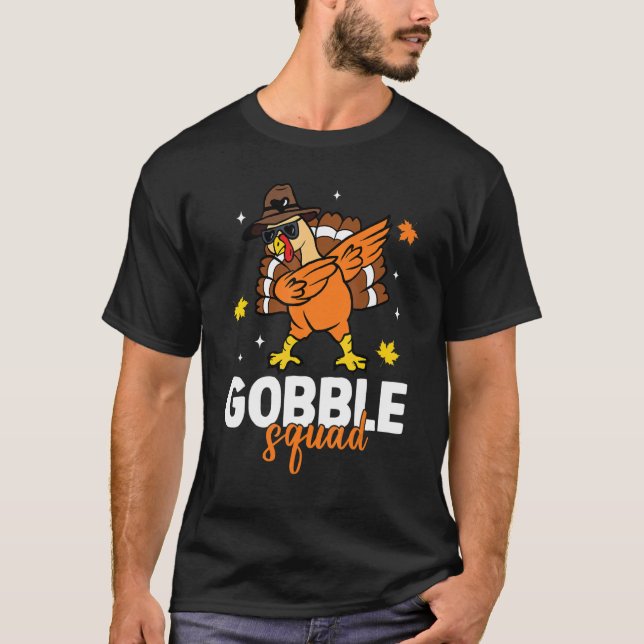Camiseta Gobble Squad Dabbing Turkey Autumn Fall Thanksgivi (Frente)