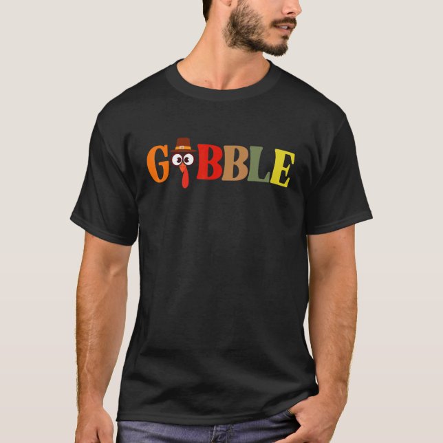 Camiseta Gobble Thanksgiving  Turkey Pilgrim Cute Turkey Fa (Frente)