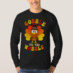 Camiseta Gobble Til You Wobble Cute Turkey - Garoto De Ação