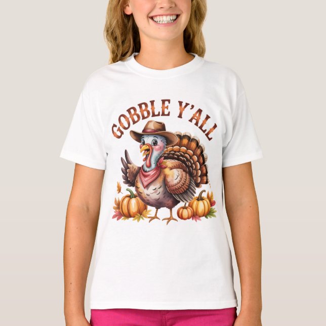 Camiseta Gobble y'all western Thanksgiving  (Frente)