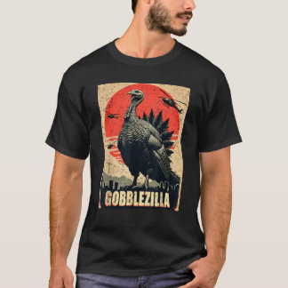 Camiseta Gobblezilla Turquia Humor Unisex Adultos Crianças 