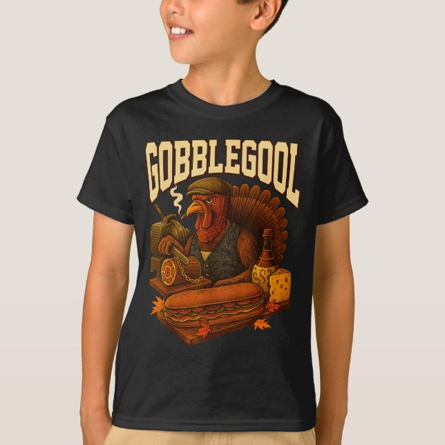 Camiseta Gobbol Turkey Gobble Gool Thanksgiving Retro  (Frente)