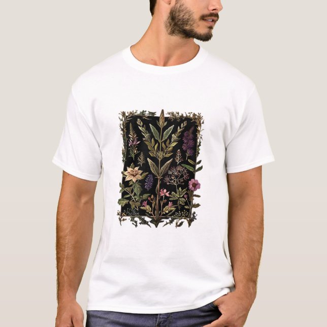 Camiseta Goblincore Victorian Witch Ervas Clássico (Frente)