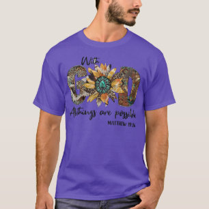 Camiseta God All Things Are Possible Sunflower Leopard Chri