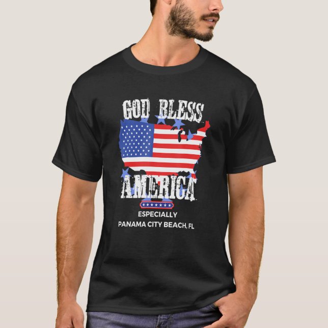 Camiseta God Bless America Especially Panama City-Beach FL  (Frente)