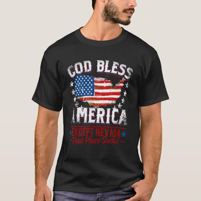 Camiseta GOD BLESS AMERICA Except NEVADA Sucks (Frente)