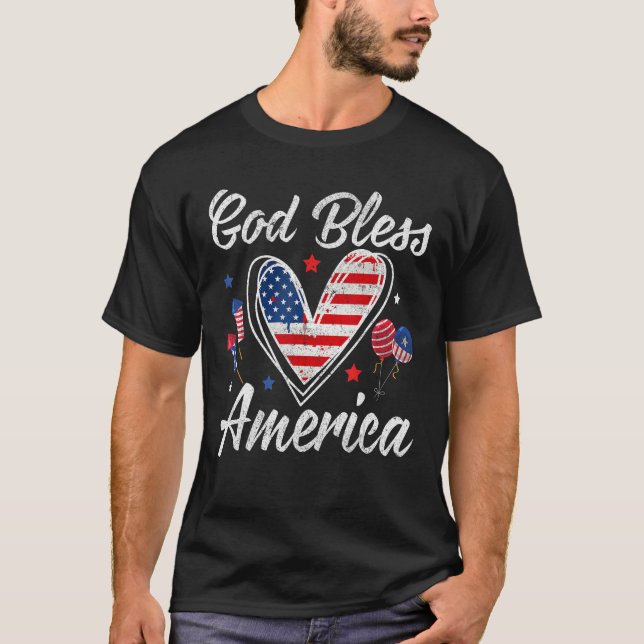 Camiseta God bless America Patriotic Independence Day 4th O (Frente)