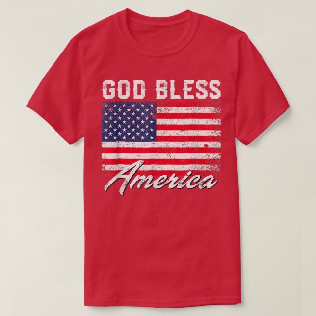 Camiseta God Bless America USA Flag 4th Of July Patriotic  (Frente do Design)