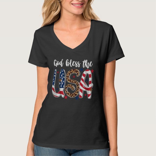 Camiseta God Bless The USA American Flag Patriotic 4th Of J (Frente)