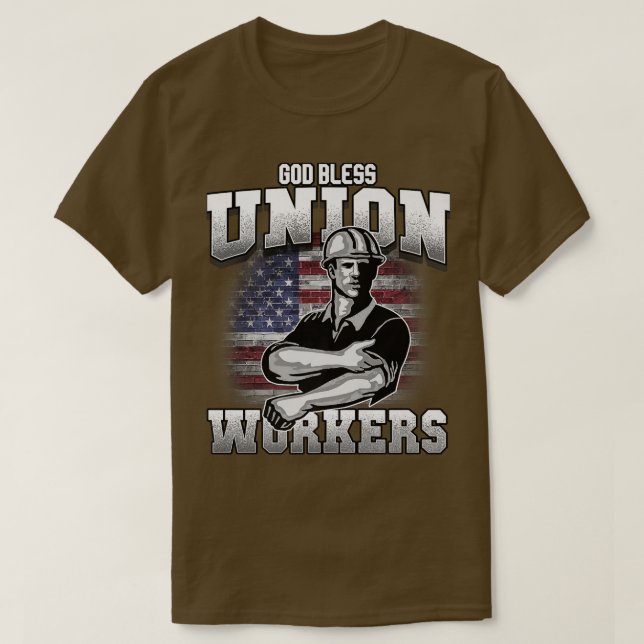 Camiseta God Bless Union Workers tee USA flag  (Frente do Design)