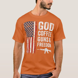 Camiseta God Coffee Guns & Freedom Pro Gun 4 De Julho Estad