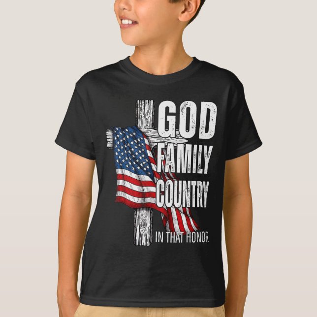 Camiseta God Family Country American Flag Christian Patriot (Frente)