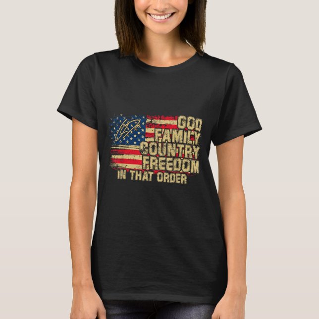Camiseta God Family Country Dom In That Order For Suprters  (Frente)