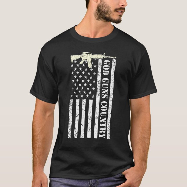 Camiseta God Guns Country With Gun American Flag Patriotic_ (Frente)