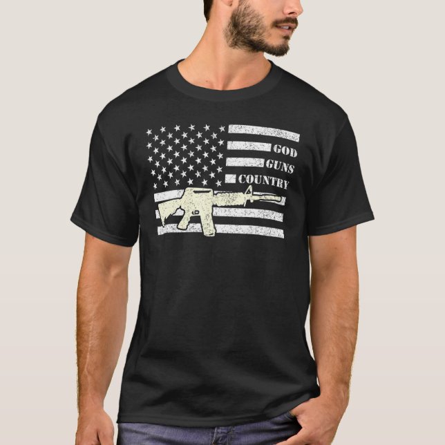 Camiseta God Guns Country With Gun American Flag Patriotic_ (Frente)