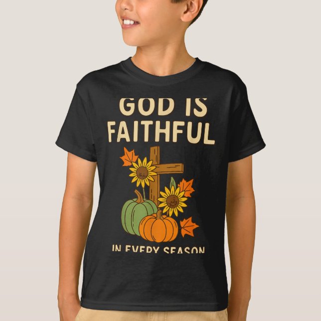 Camiseta God Is Faithful Fall Christian Bible Verse Pumpkin (Frente)