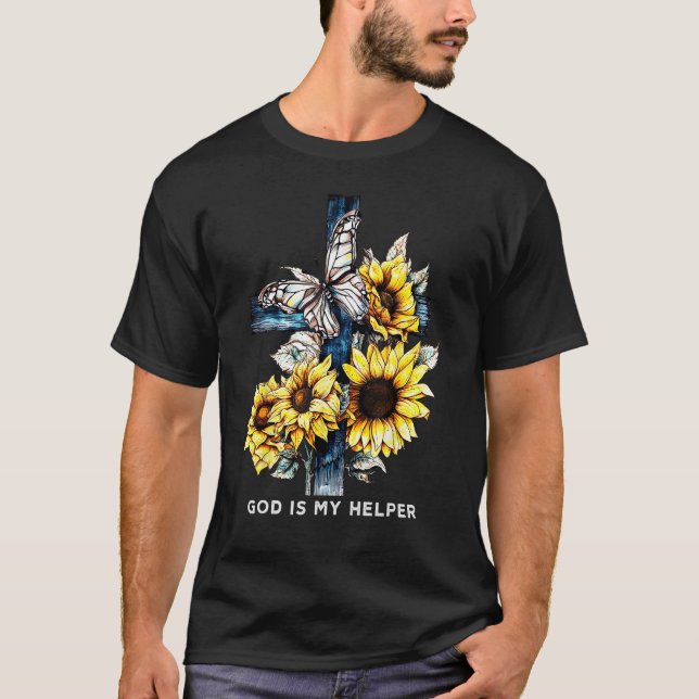 Camiseta God is my helper Sunflower  for Women Faith Based (Frente)