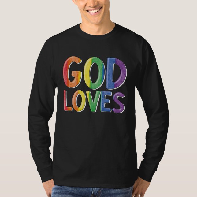 Camiseta God Loves  Gay Christian LGBTQ Christian Pride Par (Frente)