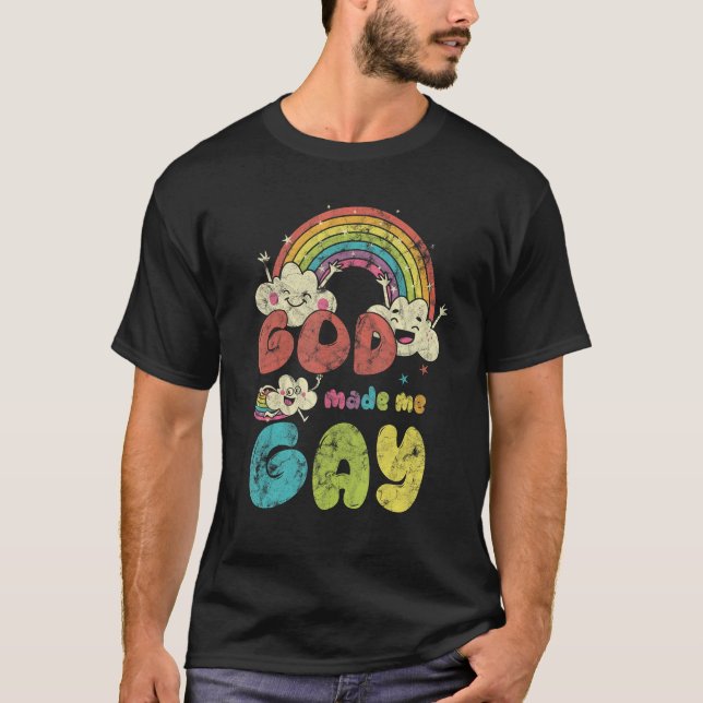 Camiseta God Made Me Gay Rainbow LGBT Support Christian (Frente)