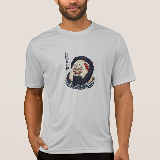 Camiseta God of Onigiri Oni Samurai Japanese Rice Ball Wave (Frente)
