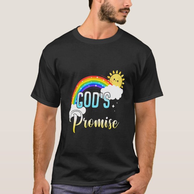Camiseta God s Promise a Rainbow  Christian Religion Saying (Frente)